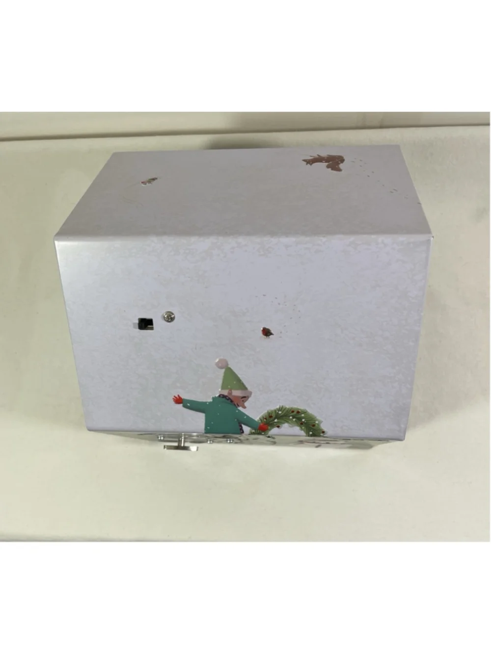 M&S Empty Musical Light Up Animated Christmas Metal Tin House Santa's Workshop